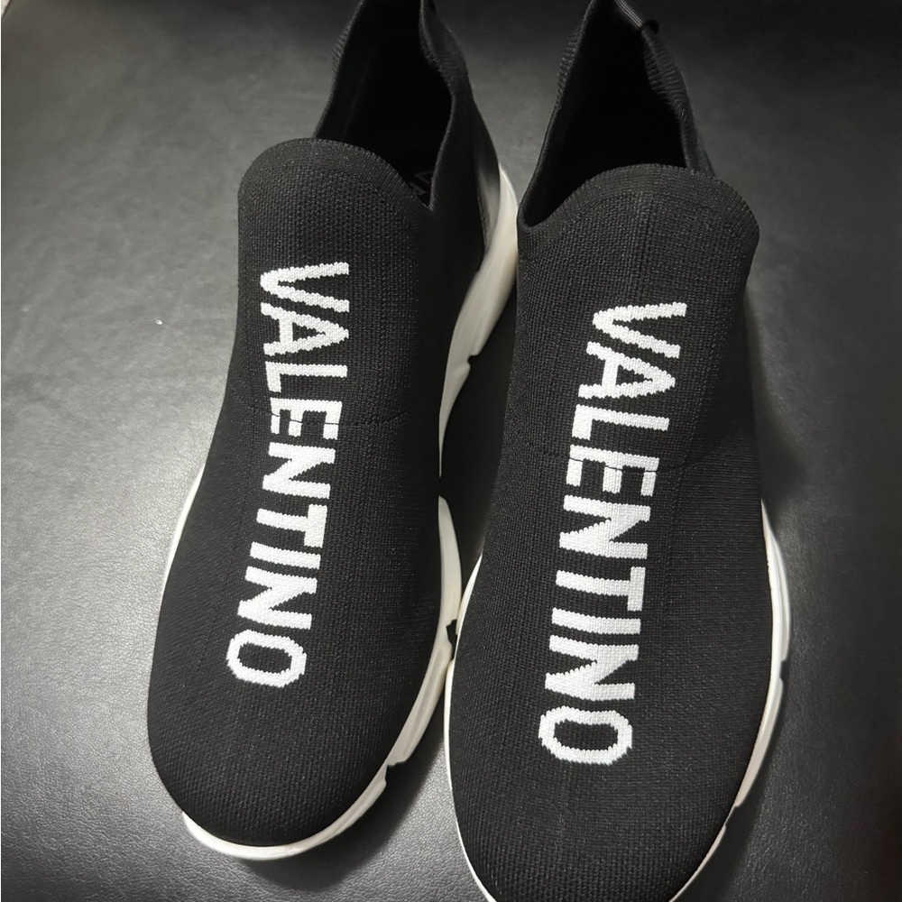 Valentino Black and White Sneakers Sleek Sock-Like Design